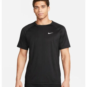 Nike Men's Black Dri-FIT UPF 40+ Short Sleeve Hydroguard Swim T-Shirt Size Large